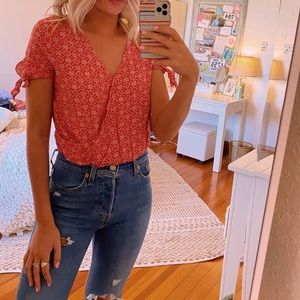 Red & White Patterned Target Tee